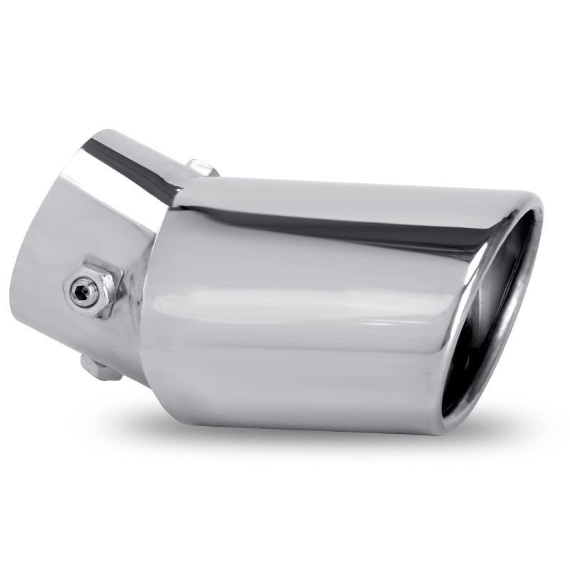 Dsycar Universal 1.75-2.75 inch Curved Exhaust Tips, Chrome-Plated Finish Bolt On Design Exhaust Tips for 1.75"/2"/2.25"/2.5"/2.75" Outside Diameter Tailpipes (Silver Large Curved) - Image 1